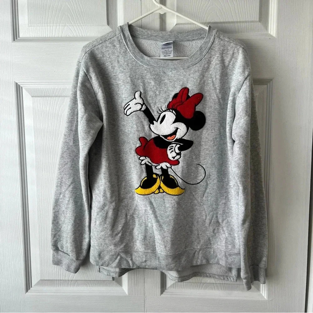 Disney Minnie Mouse Embroidery 3D Chenille Sweatshirt Fleece Size Med Soft